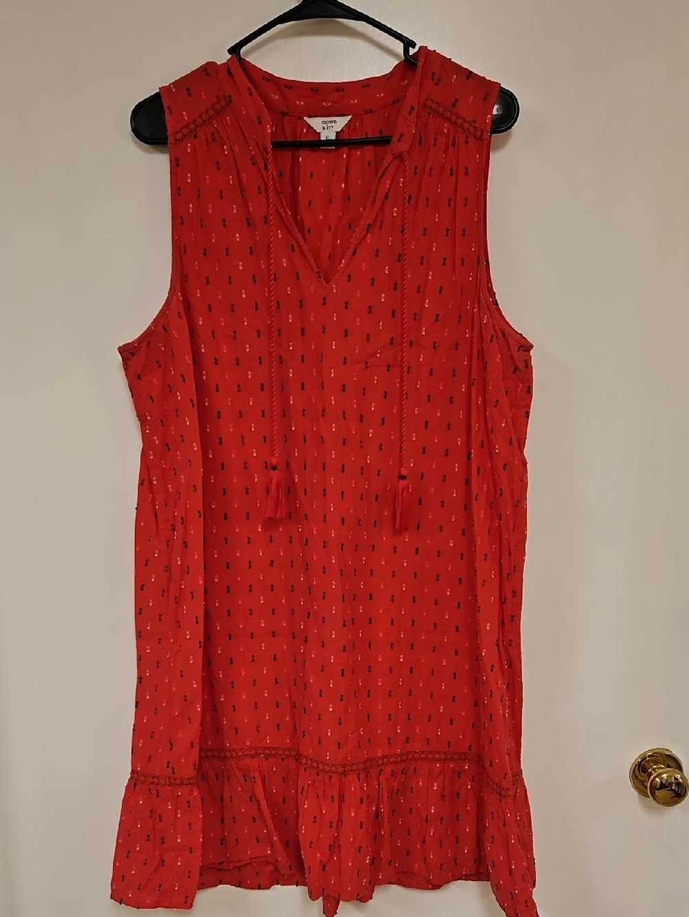 crown & ivy Red Patterned Sleeveless Dress